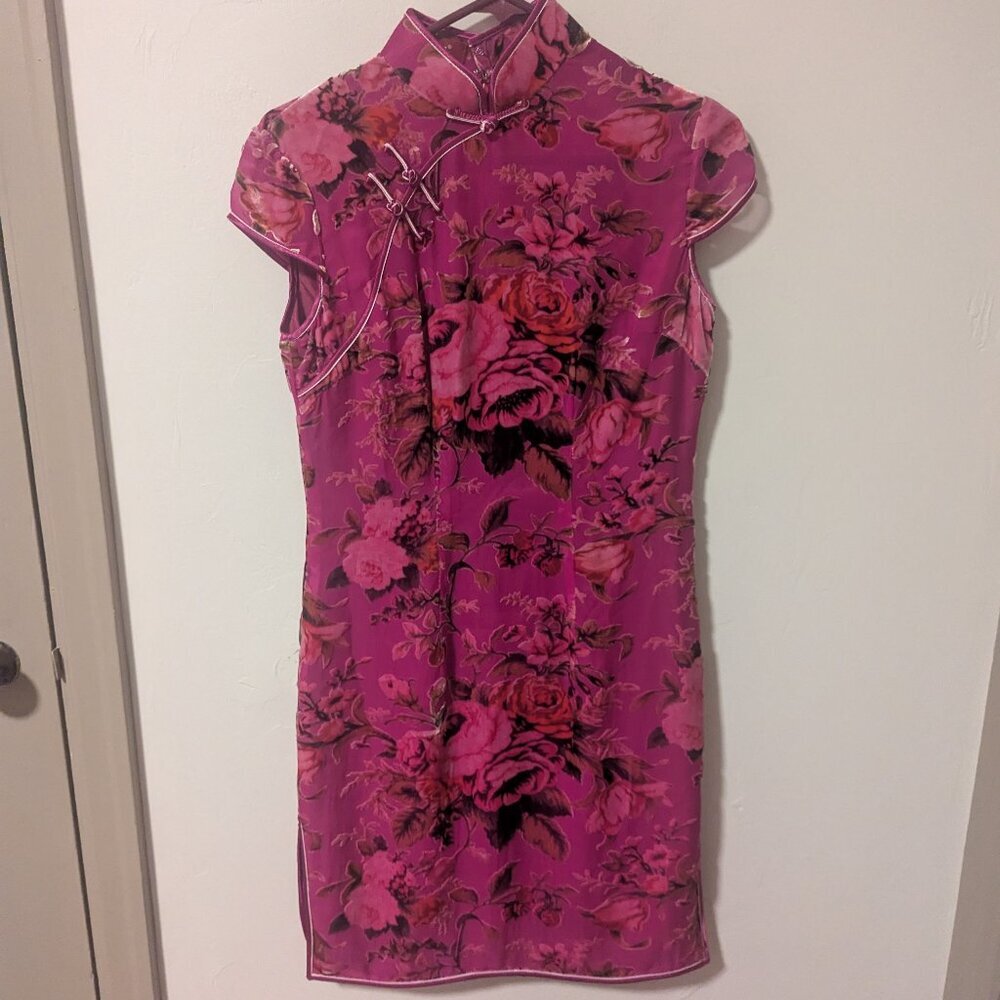 Velvet Unconventional Lace Pin Up Asian Dress Whimsigoth Mandarin Rockabilly - Picture 5 of 11